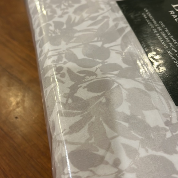 Ralph Lauren Twin Bed Floral Sheet Set Flat Fitted Pillowcase new grey white - Picture 7 of 7